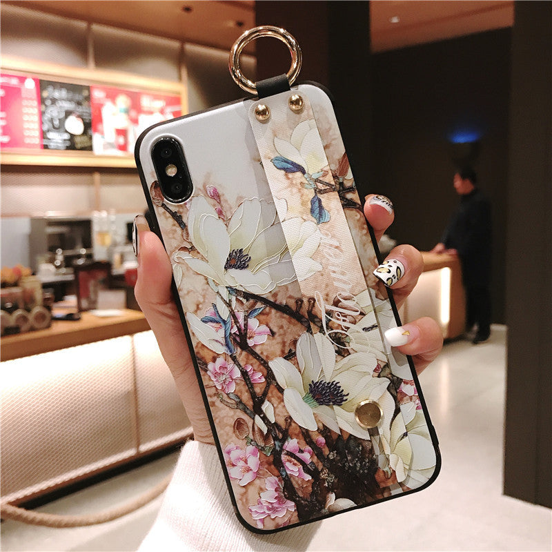 Wrist Strap Bracket Apple 12 Phone Case Color Ethnic Style Black And White Stripes