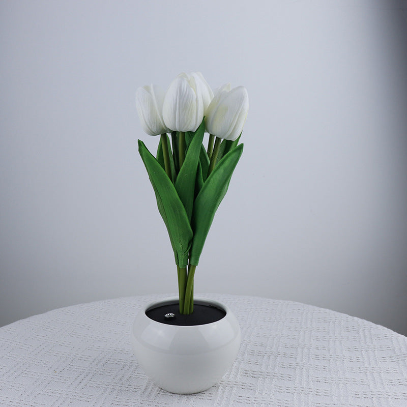 Decorative Ceramic LED Mood Night Light In A Faux Flower Pot