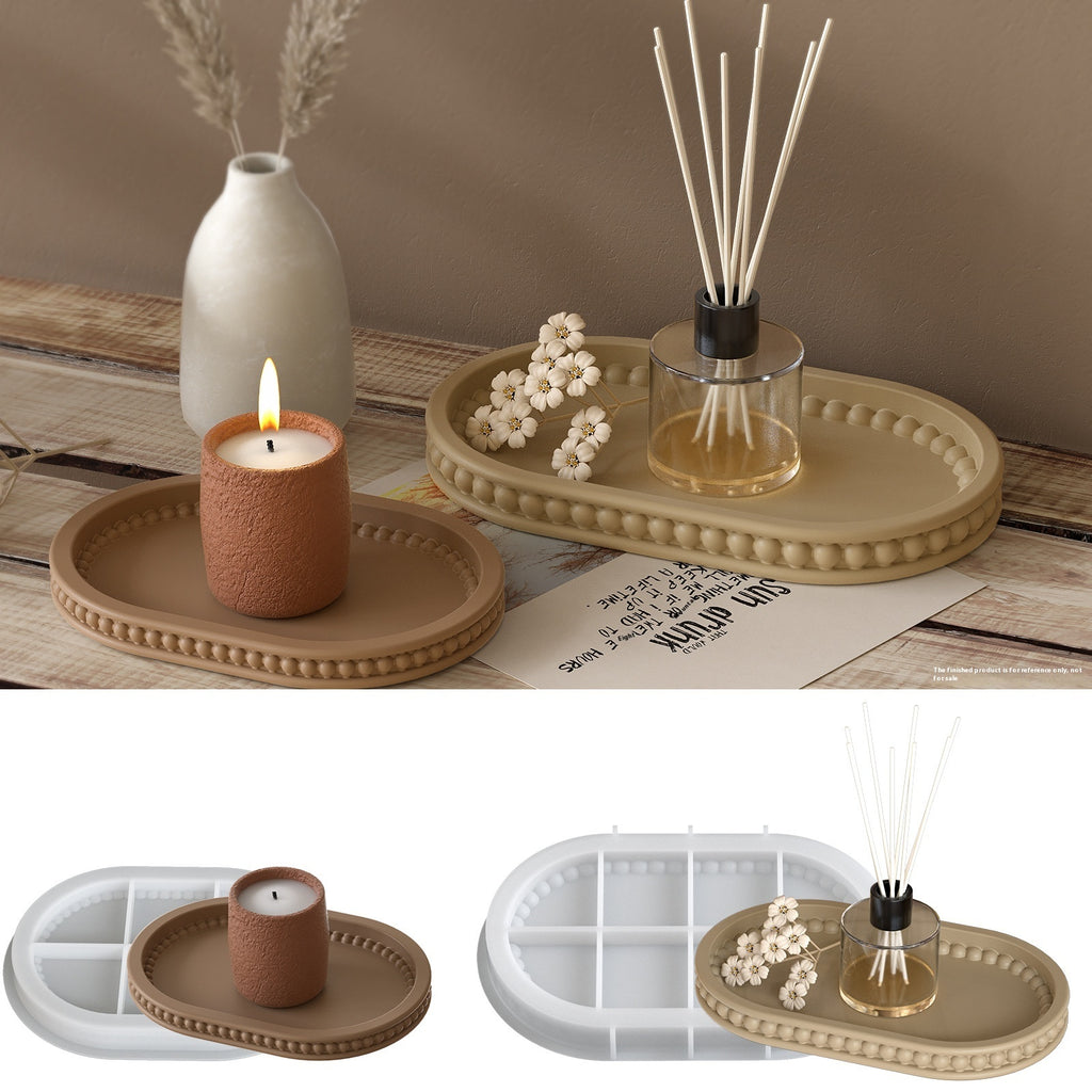 Oval Beaded Tray Decorative Epoxy Mold