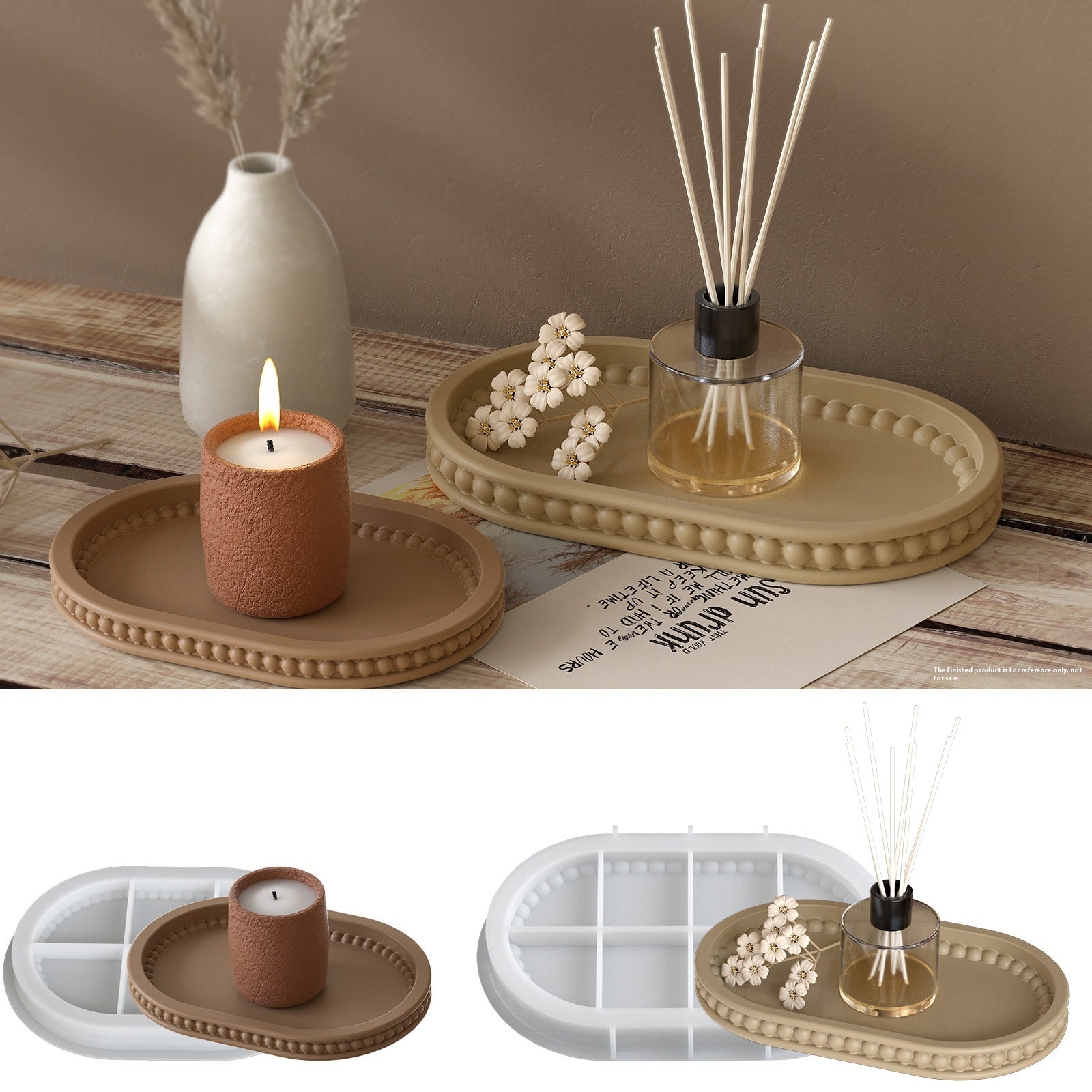 Oval Beaded Tray Decorative Epoxy Mold