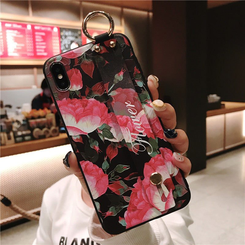 Wrist Strap Bracket Apple 12 Phone Case Color Ethnic Style Black And White Stripes