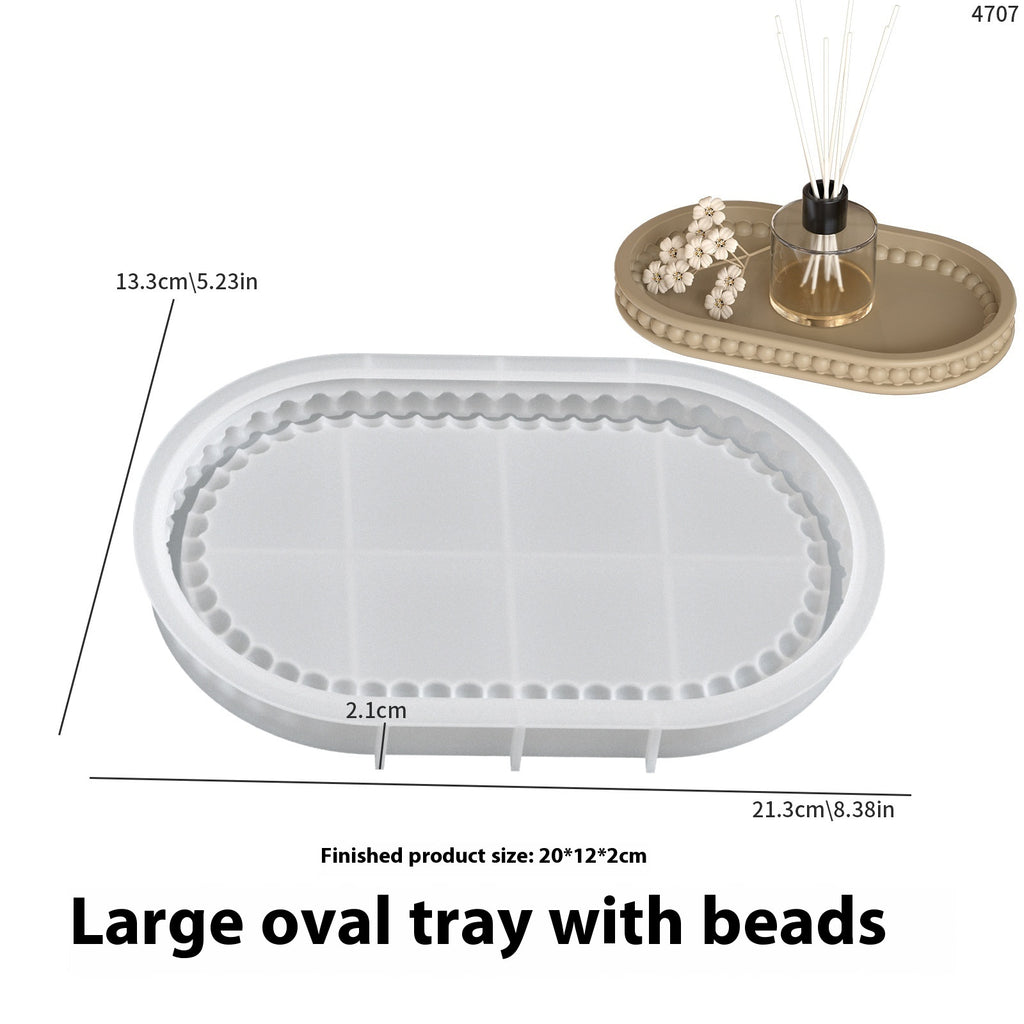 Oval Beaded Tray Decorative Epoxy Mold