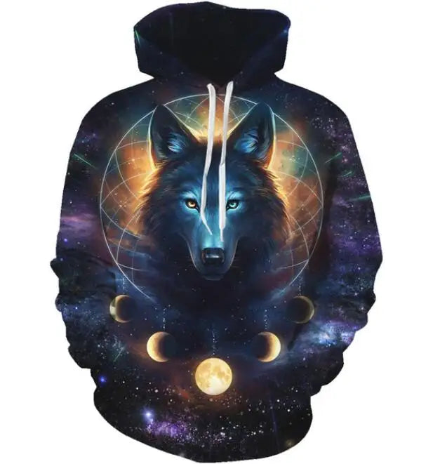 Hot 3D Wolf Printed Hoodies for Men New Style Animal Printing Hoodie Men Fashion Harajuku Funny Oversize Pullover S-4XL