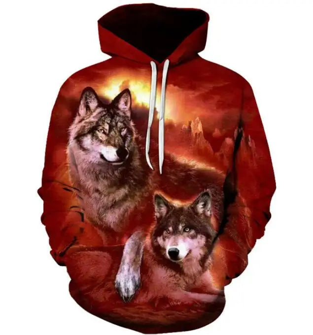 Hot 3D Wolf Printed Hoodies for Men New Style Animal Printing Hoodie Men Fashion Harajuku Funny Oversize Pullover S-4XL