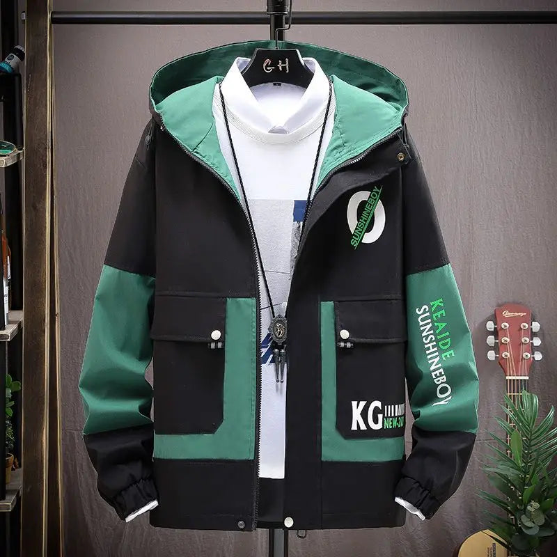 YiXin Hoodie Oversize Pull Over Hoodies Men Fashion Patchwork Hooded Spring Autumn Hoodies for Men Stylish