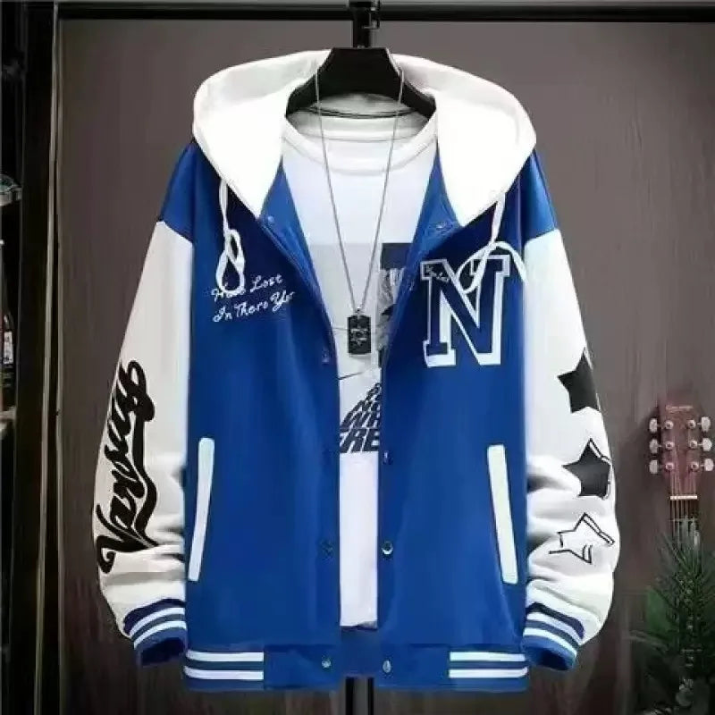 YiXin Oversized Hoodie Men 2023 Top Quality Hoodies for Men Loose Casual Printed Letter  Patchwork Men Hoodies