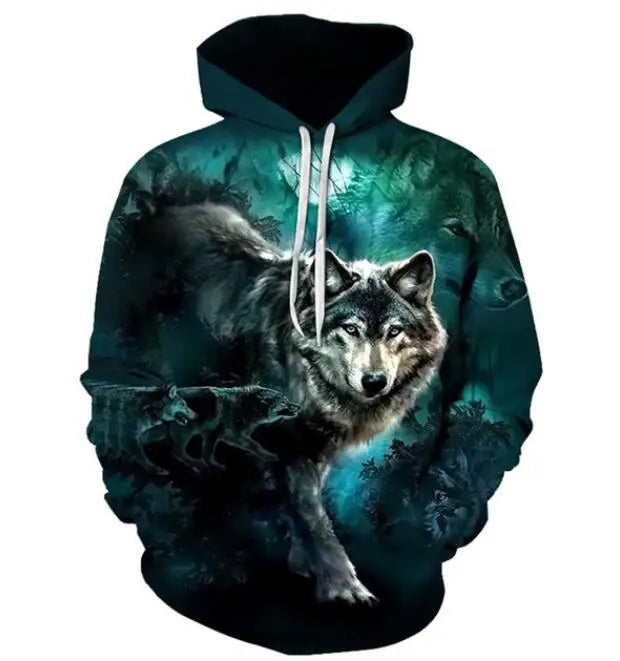 Hot 3D Wolf Printed Hoodies for Men New Style Animal Printing Hoodie Men Fashion Harajuku Funny Oversize Pullover S-4XL