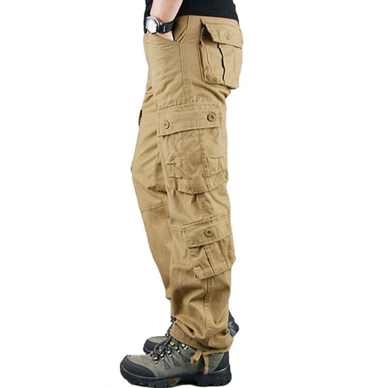 Multi-Pockets Men's Cargo Pants Military Tactical Loose Work Trousers Casual Cargo Style Pants Plus Size 44 Men Straight Slacks