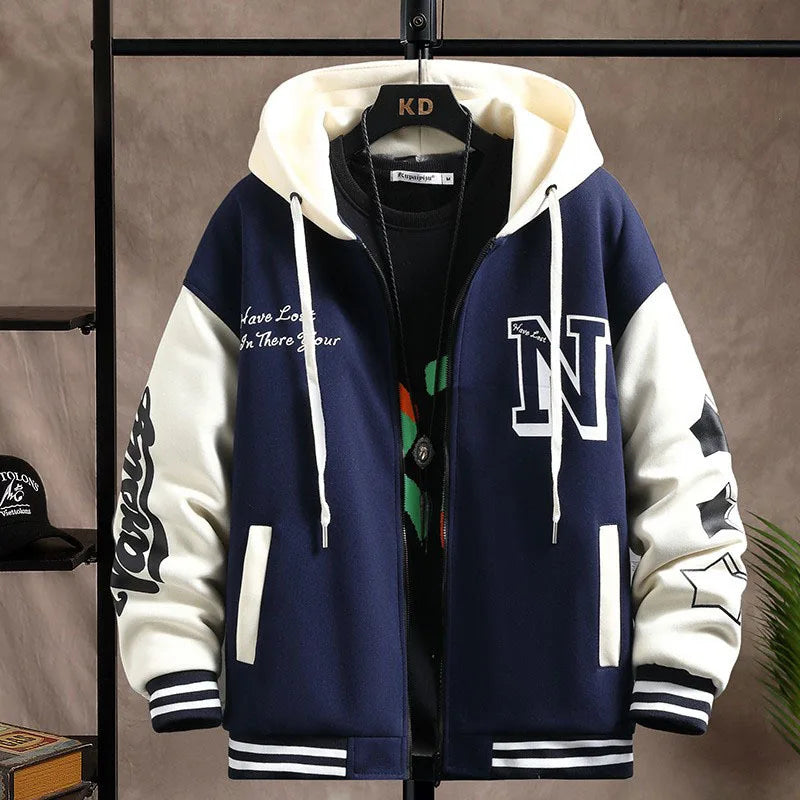 YiXin Oversized Hoodie Men 2023 Top Quality Hoodies for Men Loose Casual Printed Letter  Patchwork Men Hoodies