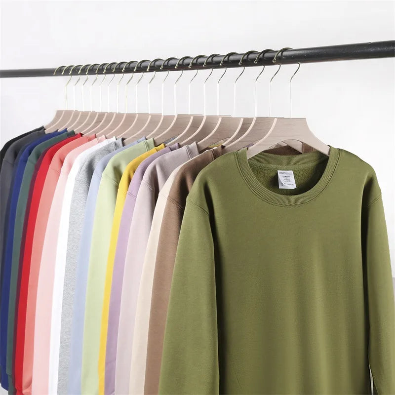 Polar Fleece Round Neck Hoodie Plus Fleece College Japanese Candy-colored Thickened Hoodies for Men