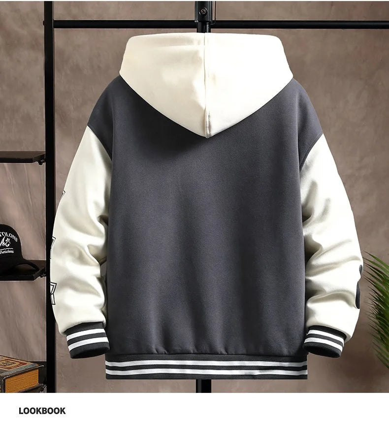 YiXin Oversized Hoodie Men 2023 Top Quality Hoodies for Men Loose Casual Printed Letter  Patchwork Men Hoodies