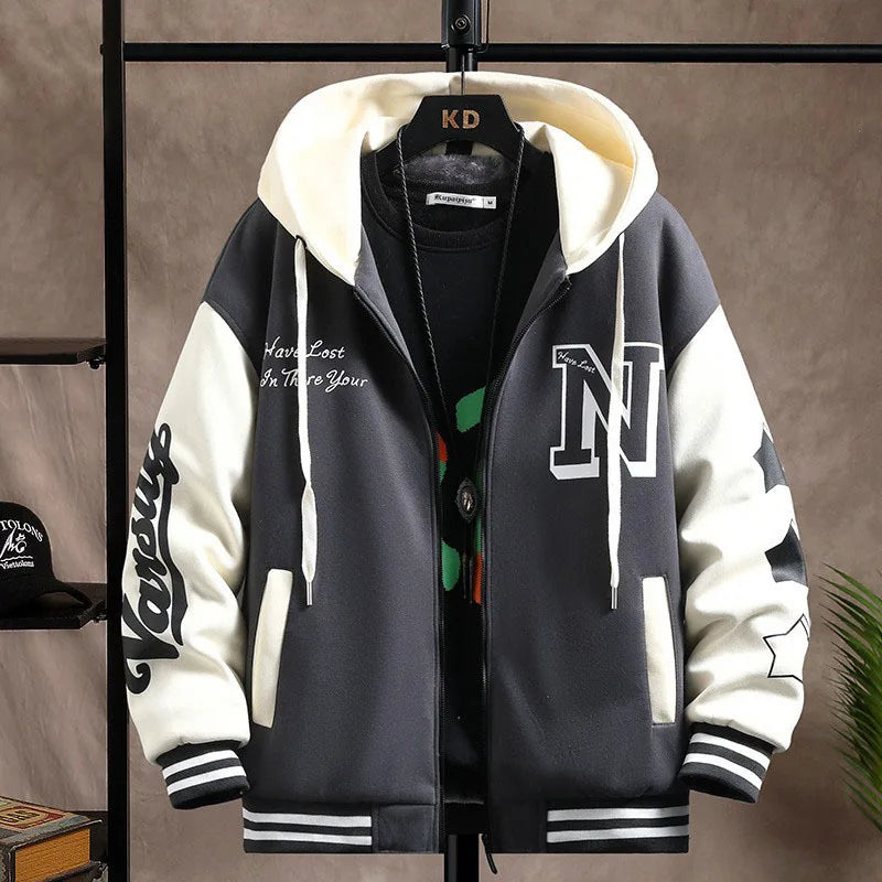 YiXin Oversized Hoodie Men 2023 Top Quality Hoodies for Men Loose Casual Printed Letter  Patchwork Men Hoodies