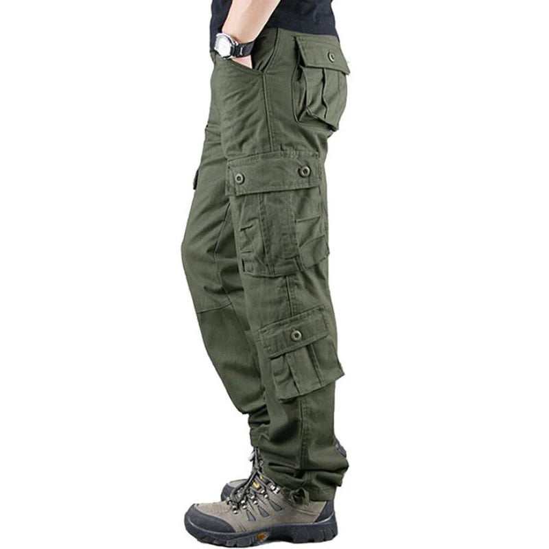 Multi-Pockets Men's Cargo Pants Military Tactical Loose Work Trousers Casual Cargo Style Pants Plus Size 44 Men Straight Slacks