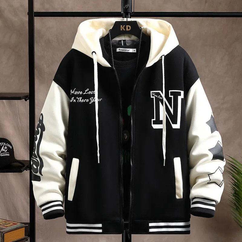 YiXin Oversized Hoodie Men 2023 Top Quality Hoodies for Men Loose Casual Printed Letter  Patchwork Men Hoodies