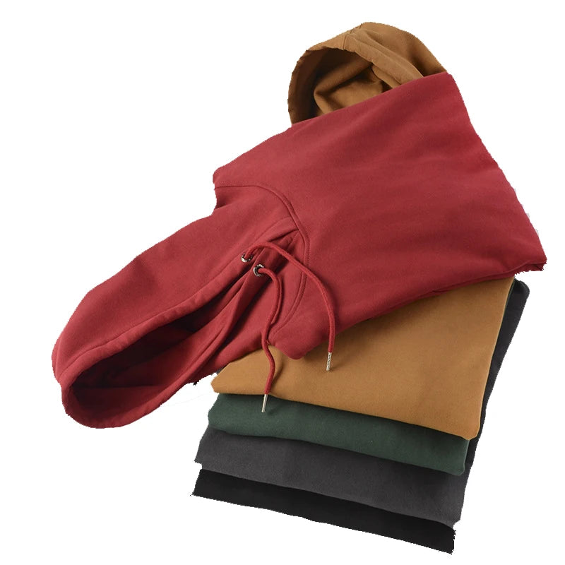 Hoodies Men's Pullover Bulk Oversized Hoodies for Men Custom Logo 450gsm Silk Lined Plane Blank  Hoodie