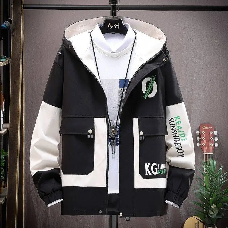 YiXin Hoodie Oversize Pull Over Hoodies Men Fashion Patchwork Hooded Spring Autumn Hoodies for Men Stylish