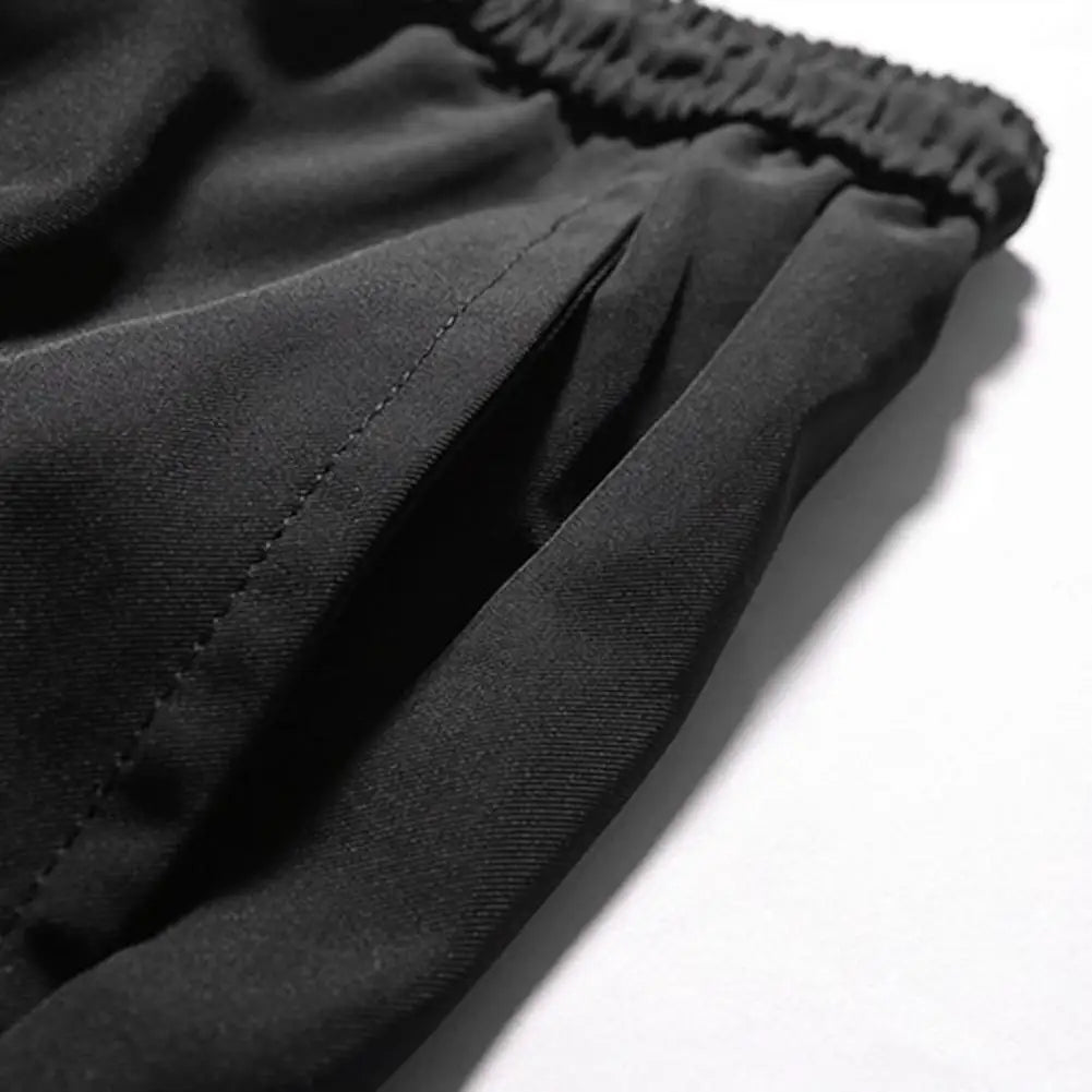 Multi Pockets Solid Color Casual Cargo Pants Mid-Rise Elastic Waistband Drawstring Shrinkable Cuffs Men Sweatpants