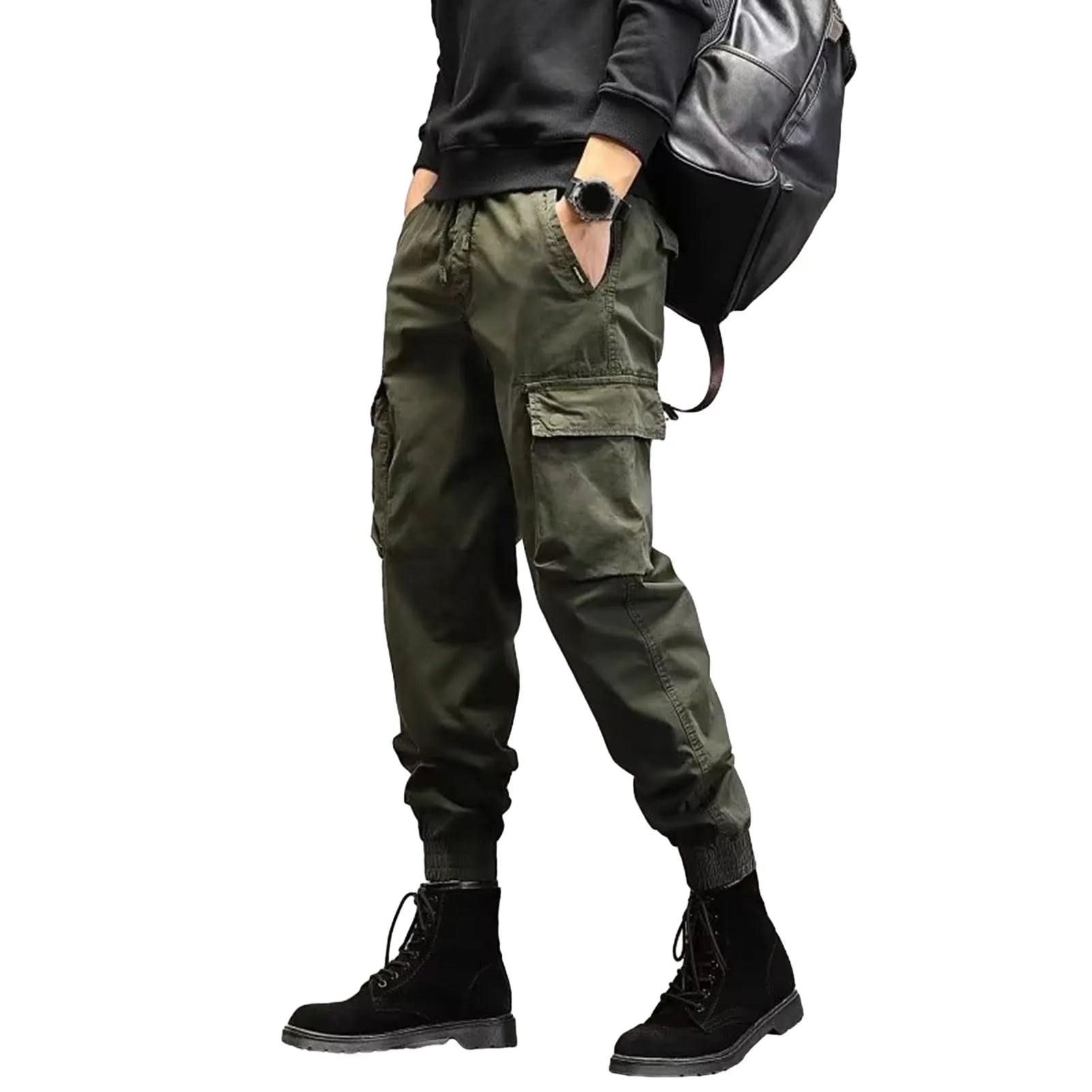 Pants for Mens Elastic Casual Trousers Zipper Multi Pocket Joggers Male Trousers Work Pants Jogging Pants