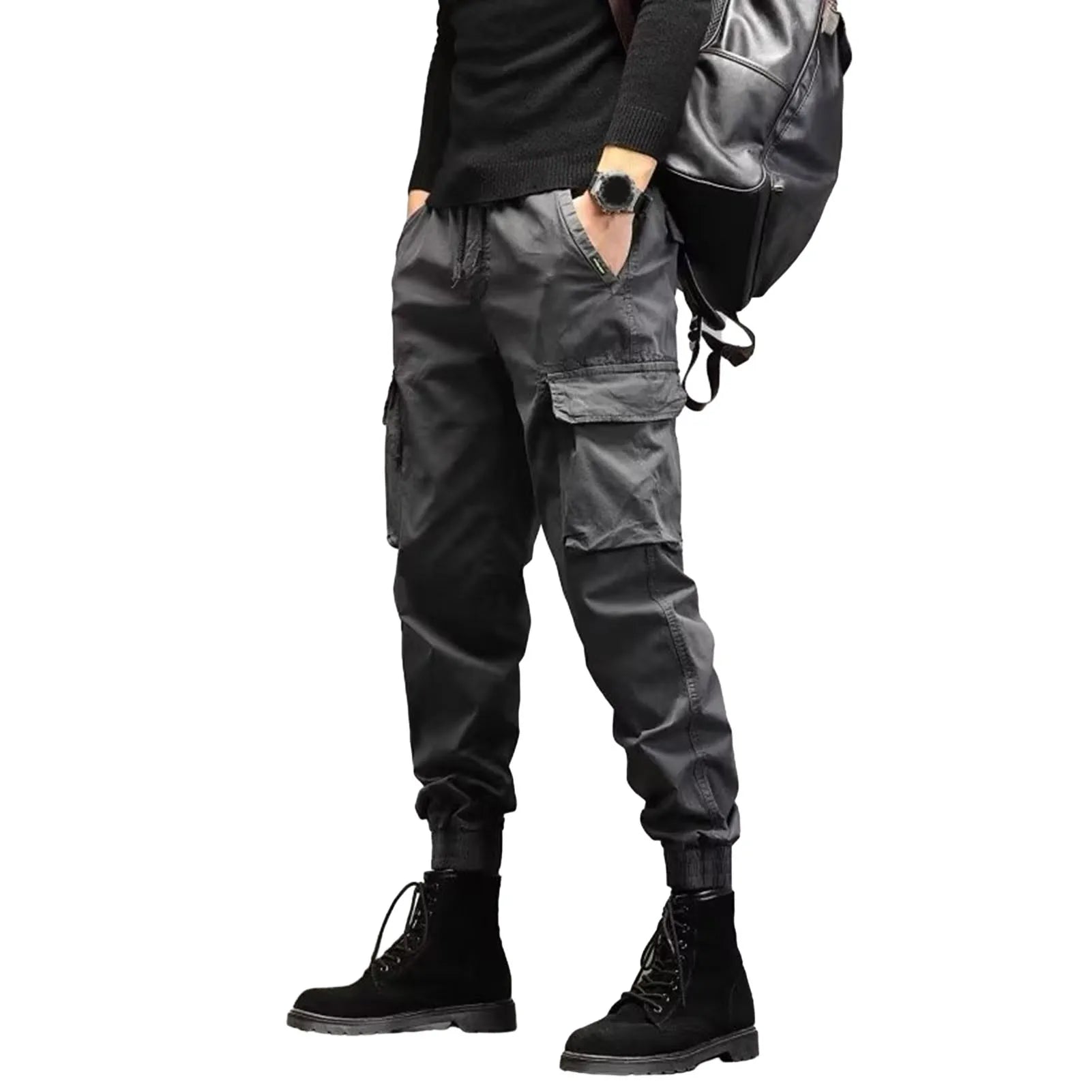 Pants for Mens Elastic Casual Trousers Zipper Multi Pocket Joggers Male Trousers Work Pants Jogging Pants