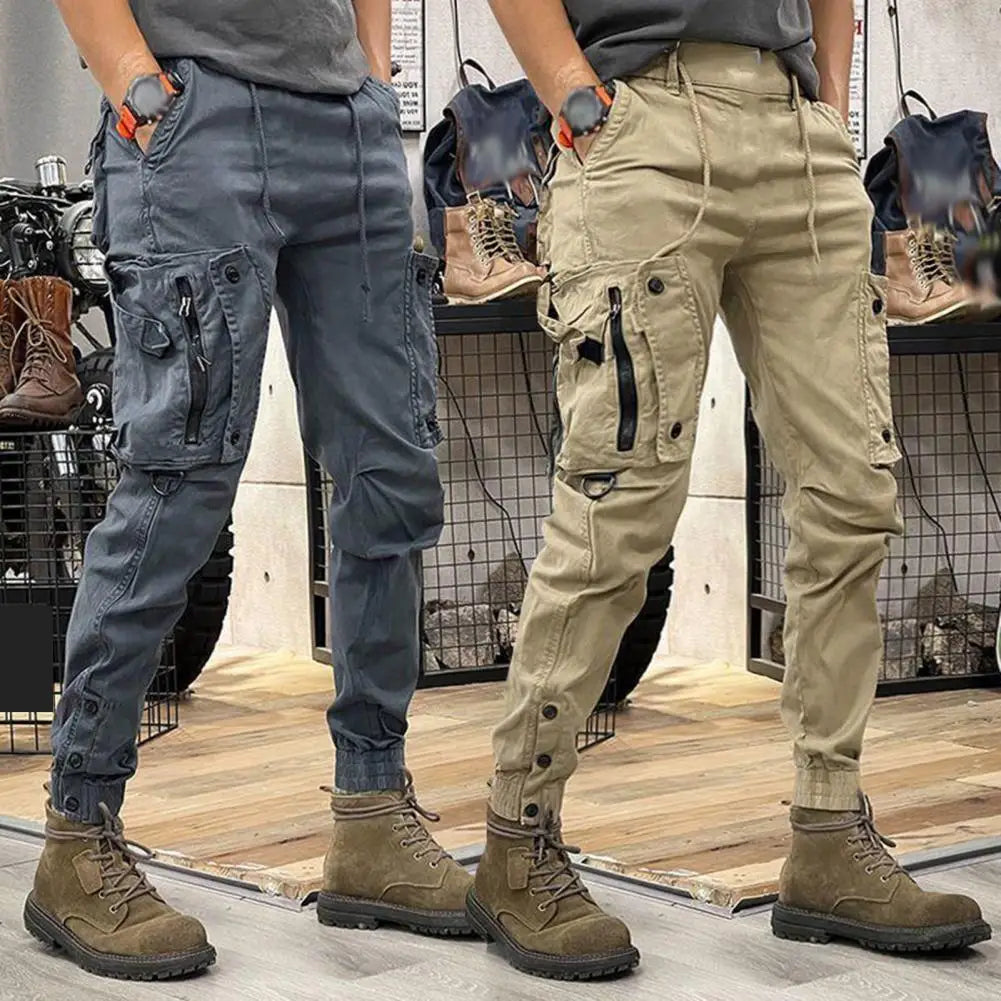 Pants for Mens Elastic Casual Trousers Zipper Multi Pocket Joggers Male Trousers Work Pants Jogging Pants