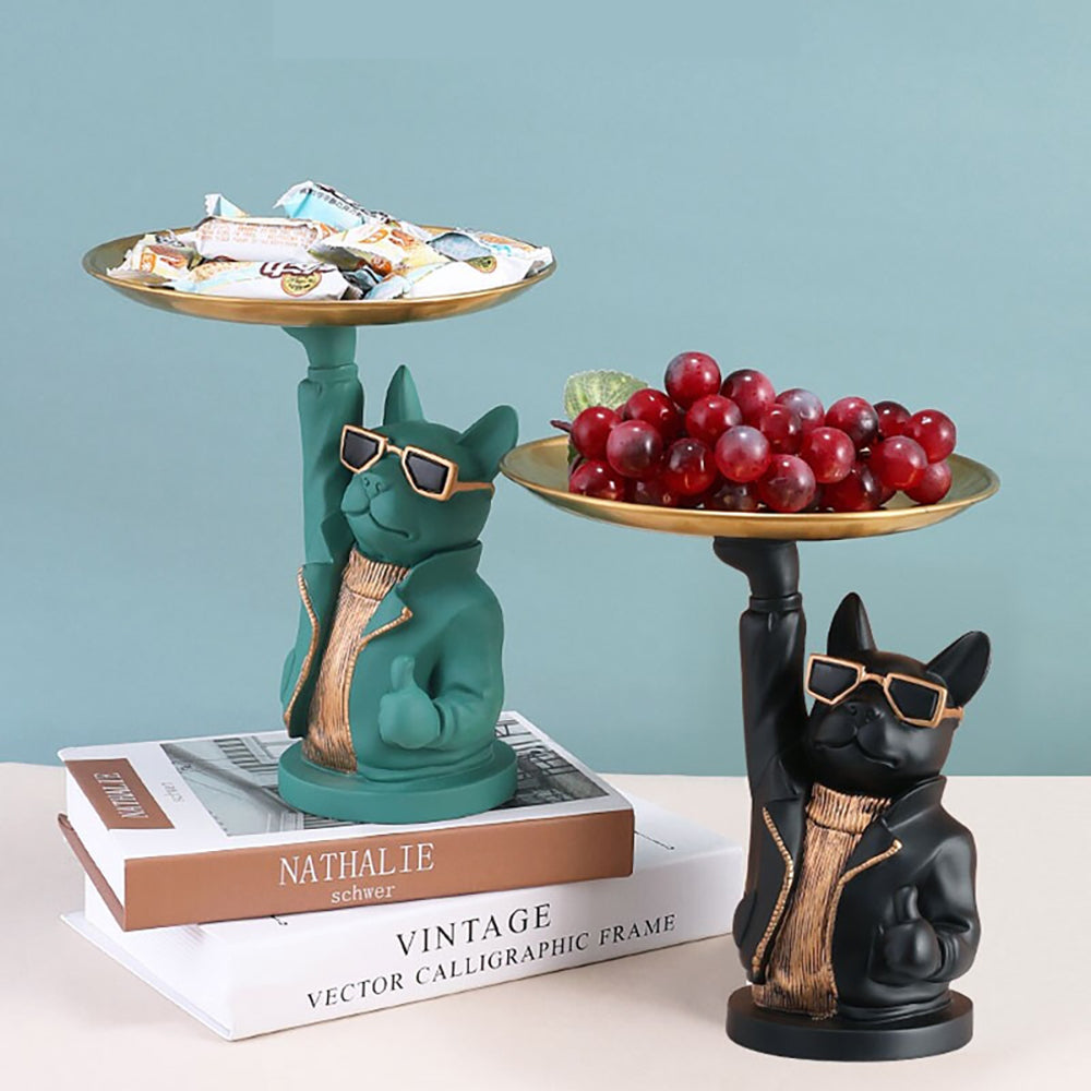 French Fighting Dog Tray Key Storage Tray Decorative Ornaments