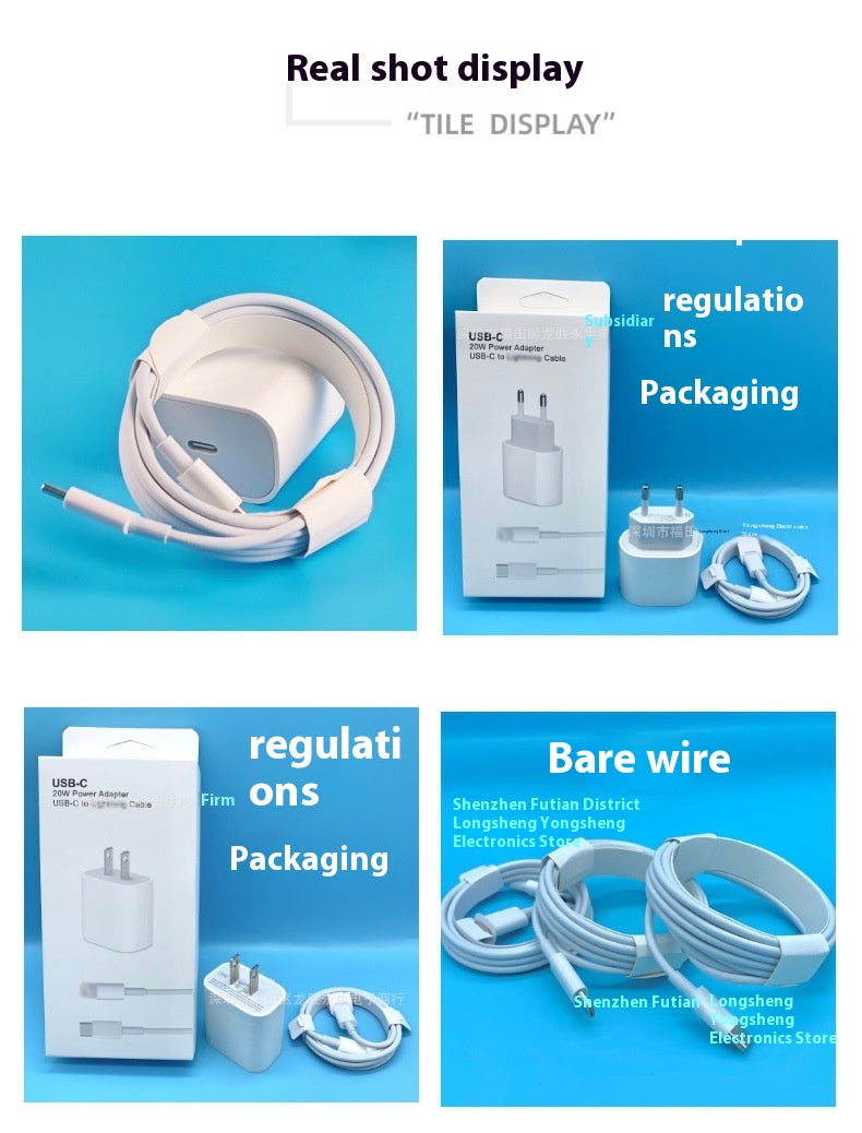 USB chargers, wall chargers PD20w Charger 20W USB TYPE-C Charging Plug Data Cable