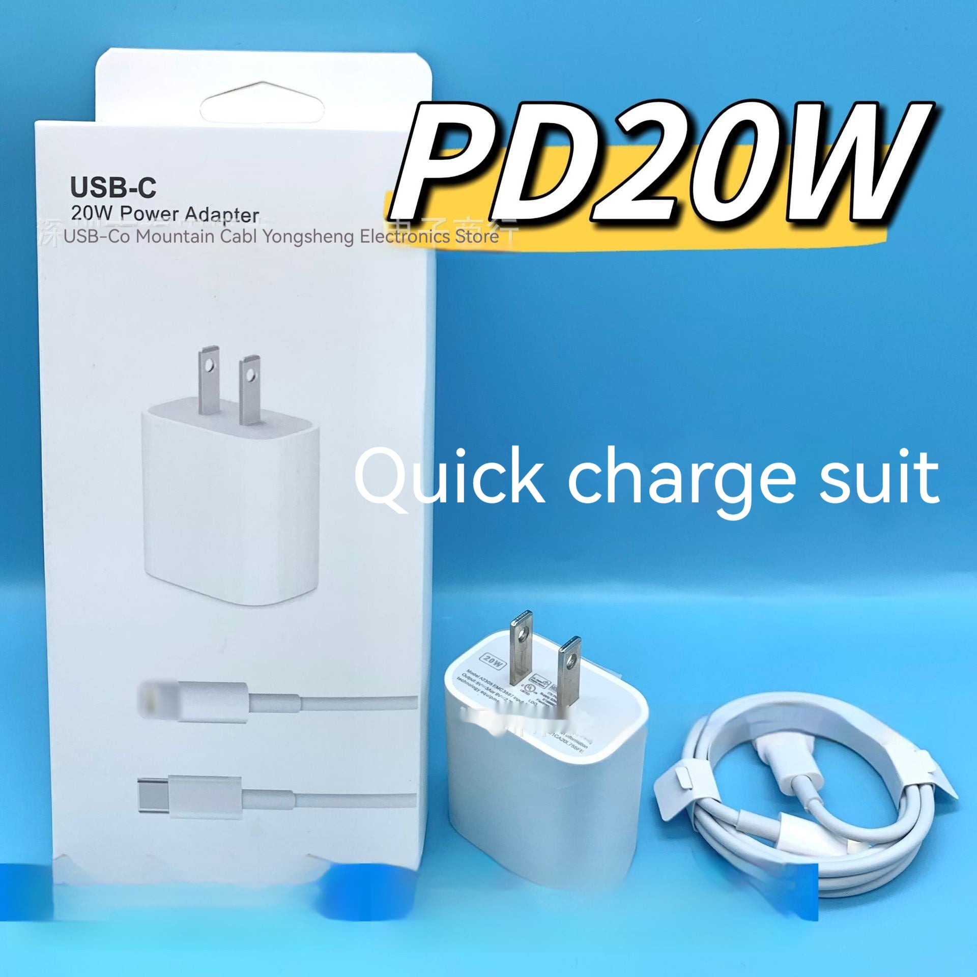 USB chargers, wall chargers PD20w Charger 20W USB TYPE-C Charging Plug Data Cable