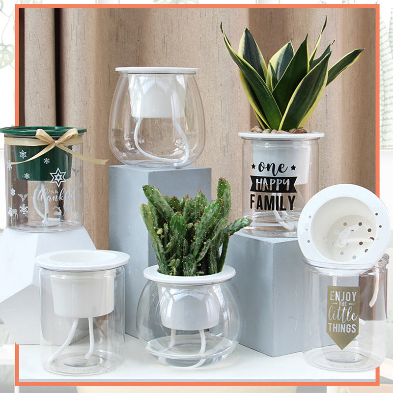 Self Watering Mini Round Design Succulent Plant Pot, Artificial plant, living room flowers, Decorative accessories