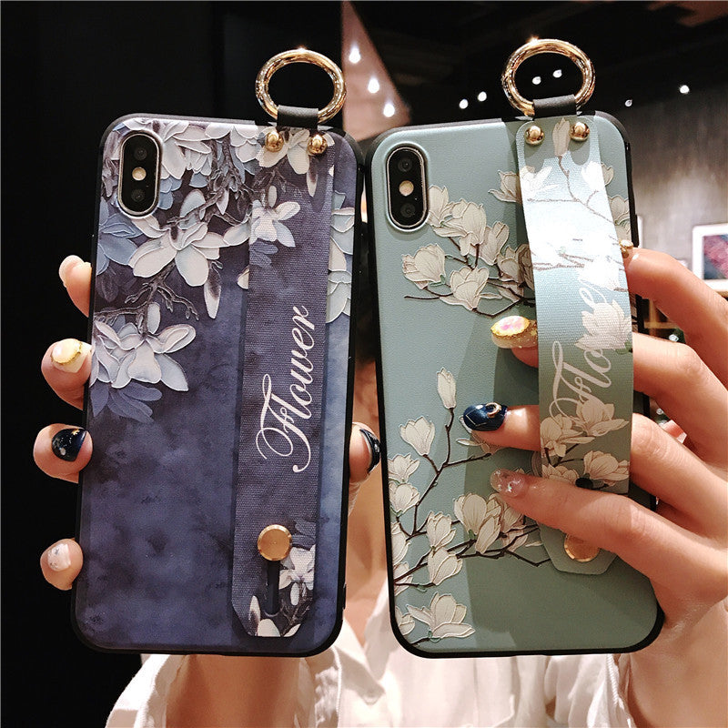 Wrist Strap Bracket Apple 12 Phone Case Color Ethnic Style Black And White Stripes